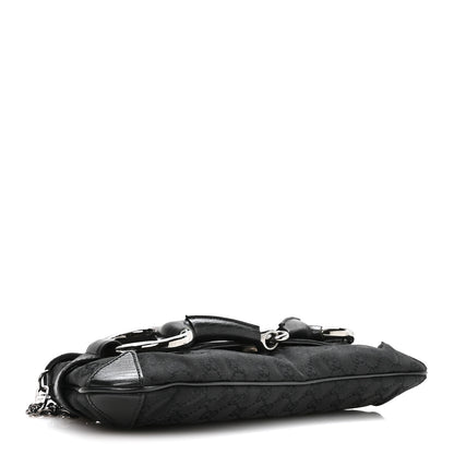 Gucci Monogram Horsebit Chain Clutch Black 3 of 9