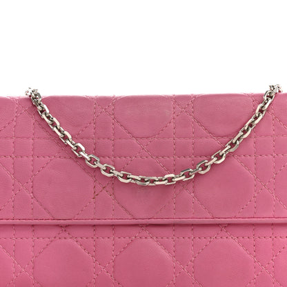 Christian Dior Lambskin Cannage Lady Dior Rendezvous Wallet On Chain Fuchsia 6 of 17