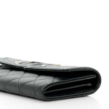 Chanel Caviar Quilted Filigree Large Gusset Flap Wallet Black 12 of 13