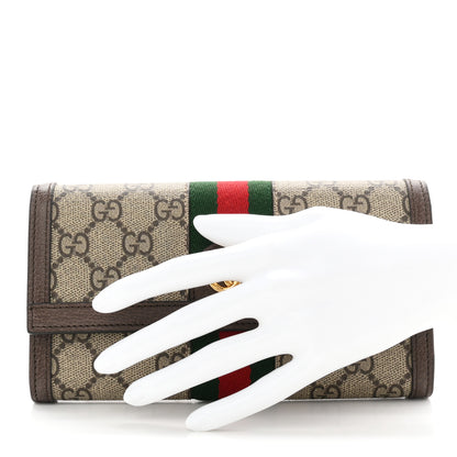 Gucci GG Supreme Monogram Web Ophidia Continental Wallet Brown 2 of 7