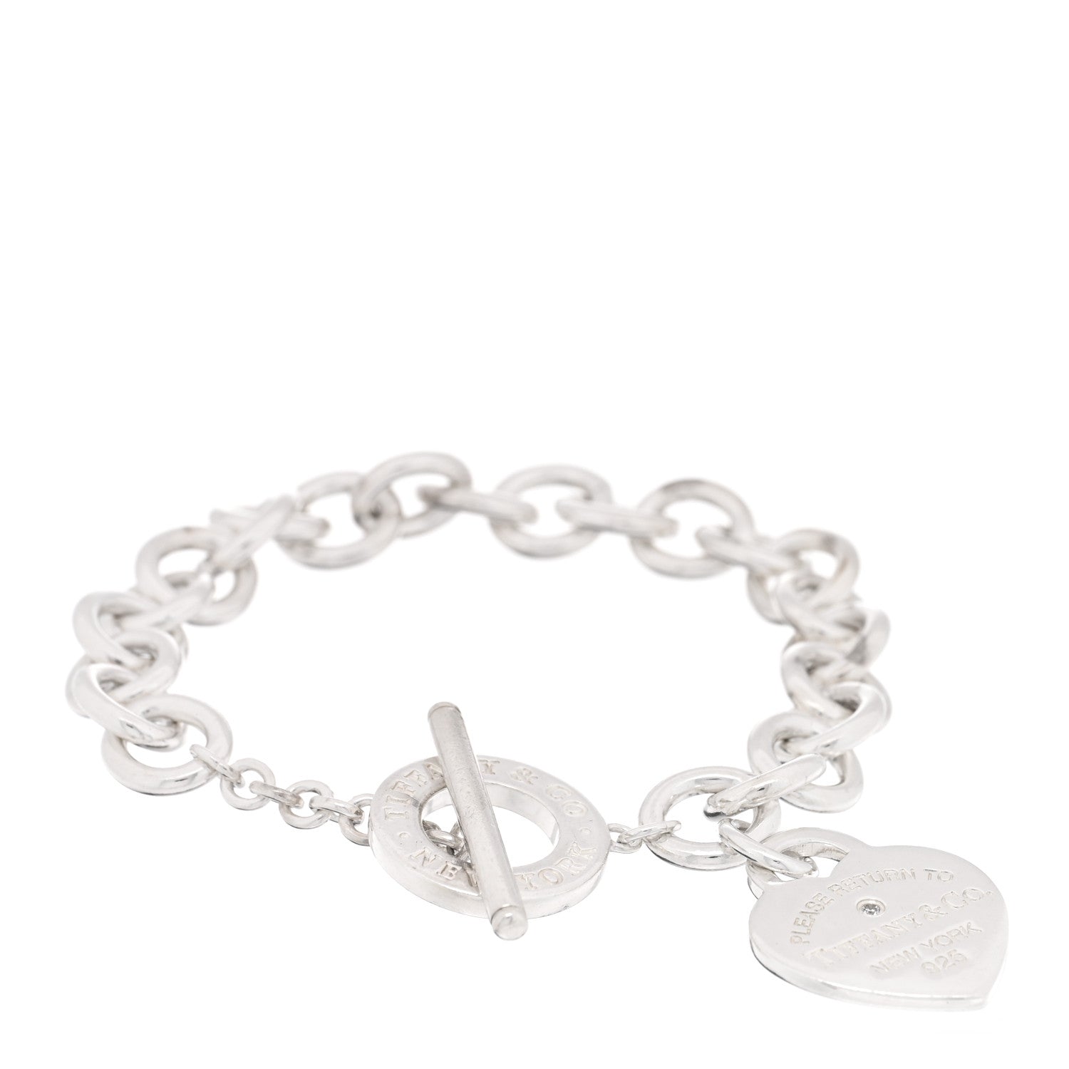 Tiffany Sterling Silver Diamond Medium Return To Tiffany Heart Tag