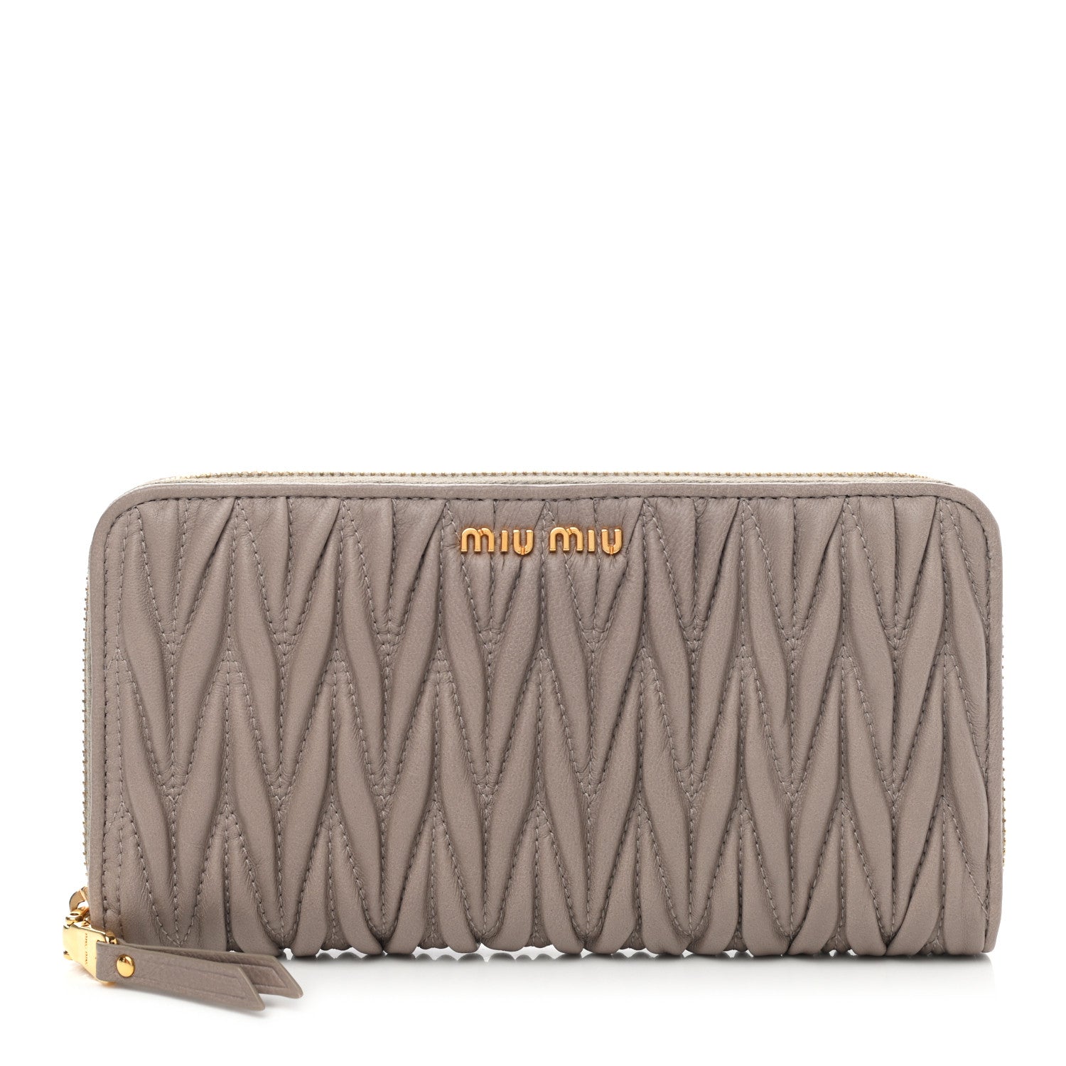 Miu Miu Matelasse Zip Around Wallet Pomice 1 of 9