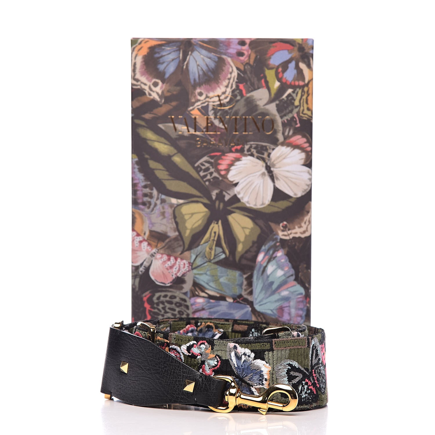 Valentino Garavani Canvas Camubutterfly Rockstud Guitar Strap Multicolor 4 of 4