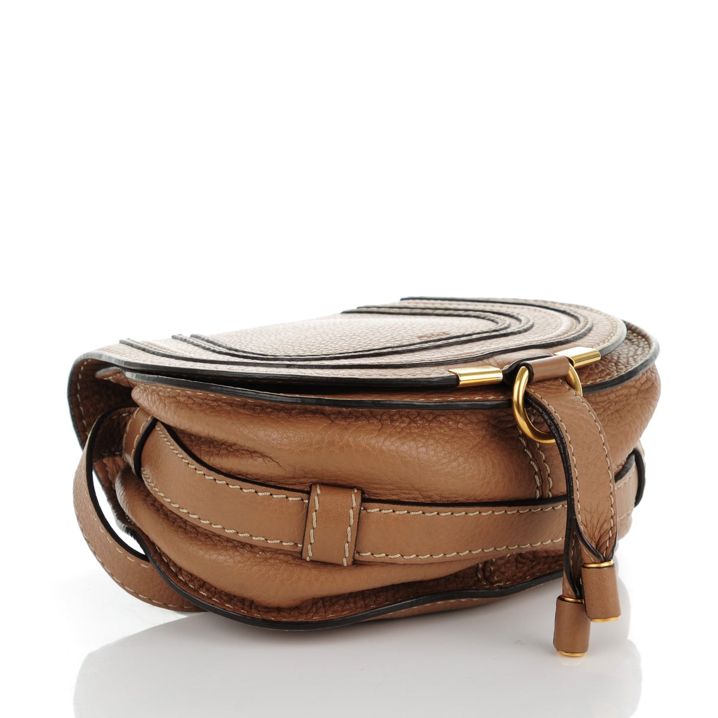 Calfskin Mini Marcie Round Crossbody Bag Nut