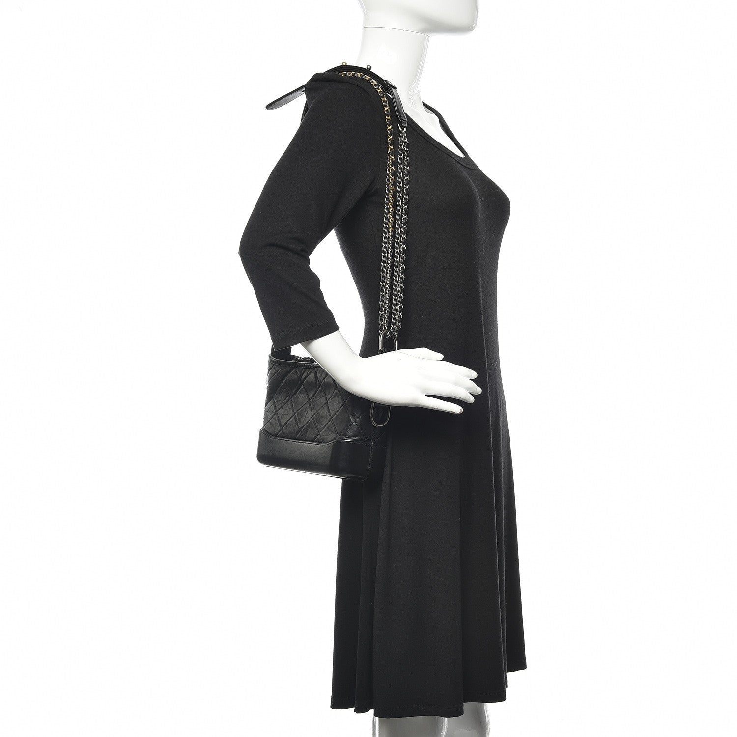 Chanel Aged Calfskin Quilted Small Gabrielle Hobo Black 2 of 13