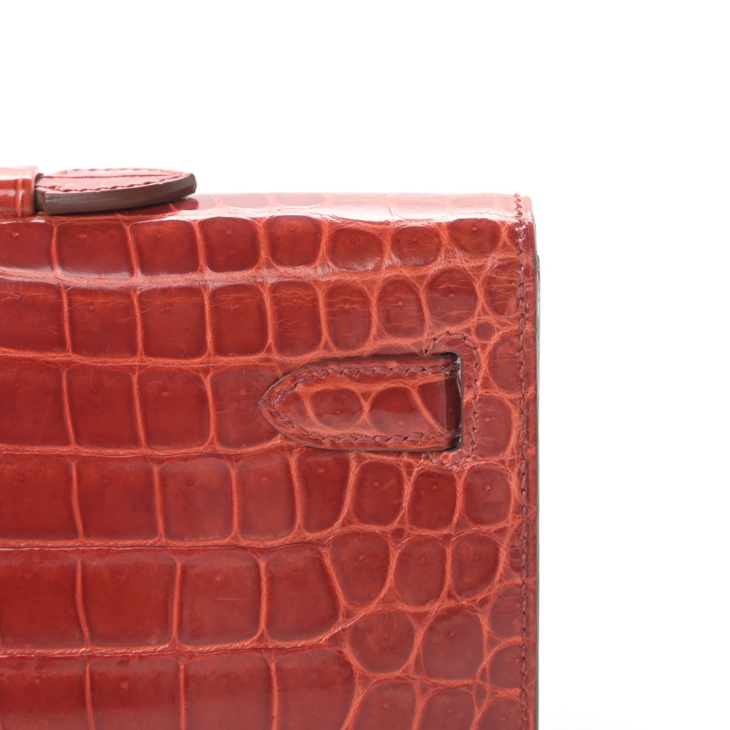 Hermes Shiny Porosus Crocodile Kelly Cut Pochette Sanguine 10 of 30