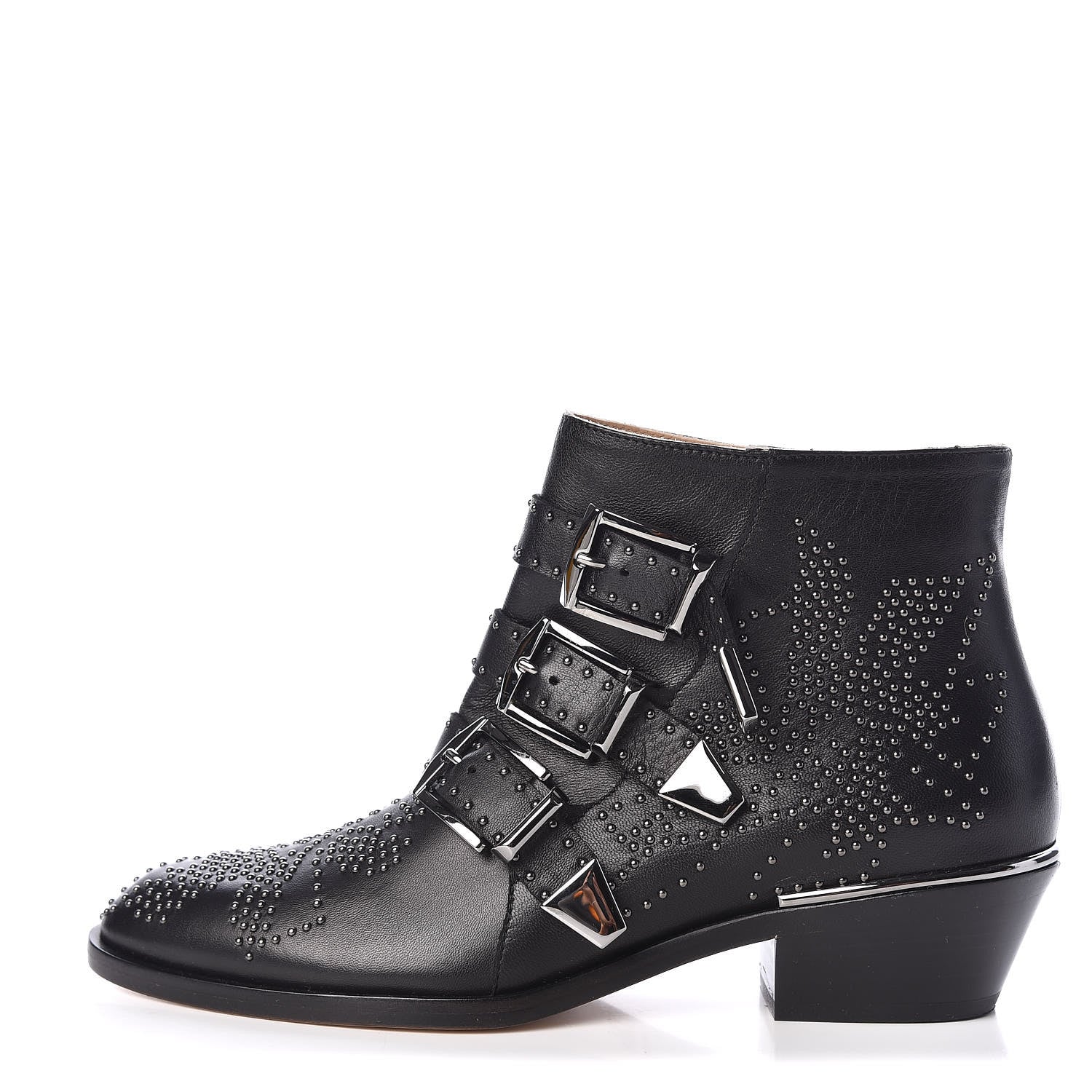 Chloe Nappa Sheepskin Studded Susanna Ankle Boots 35 Black Silver 1 of 8