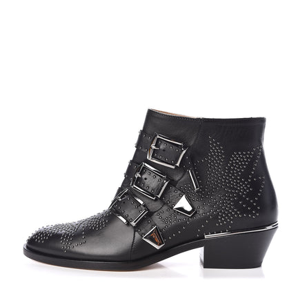 Chloe Nappa Sheepskin Studded Susanna Ankle Boots 35 Black Silver 1 of 8