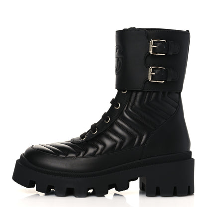 Gucci Nappa Frances GG Matelasse Platform Combat Boots 35 Black 1 of 9