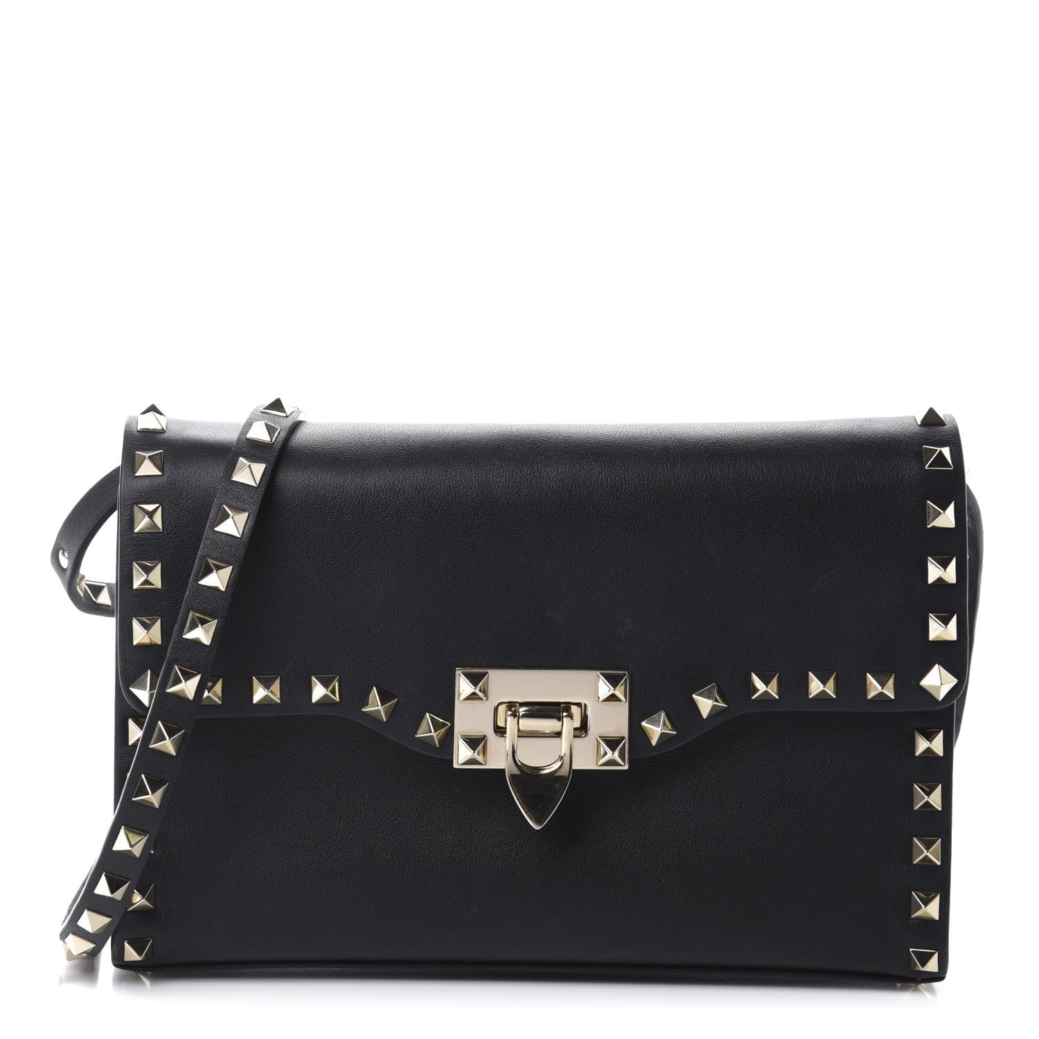 Valentino Garavani Vitello Medium Rockstud Flip Lock Crossbody Bag Black 1 of 13