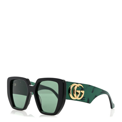 Gucci Acetate Square Frame Sunglasses GG0956S Green Black 1 of 8