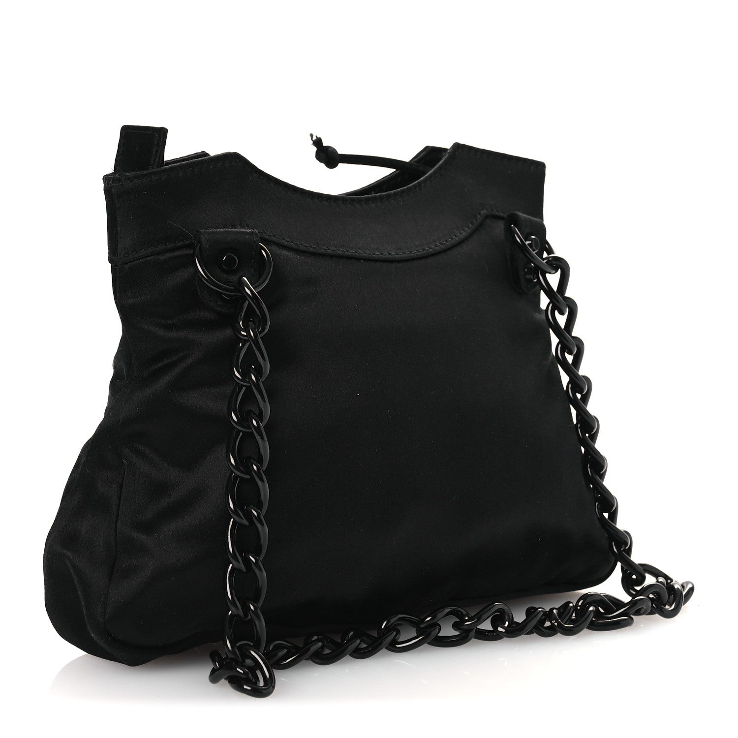Balenciaga Satin Enamel Classique Chain Shoulder Bag Black 3 of 10