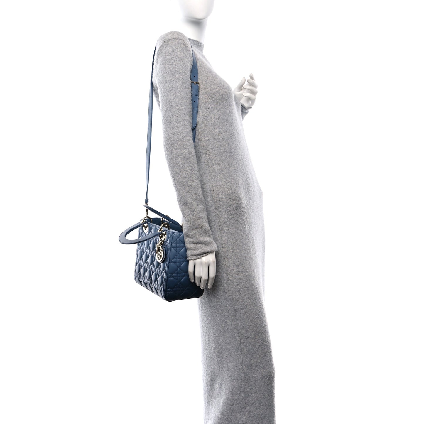 Lambskin Cannage Gradient Medium Lady Dior Blue