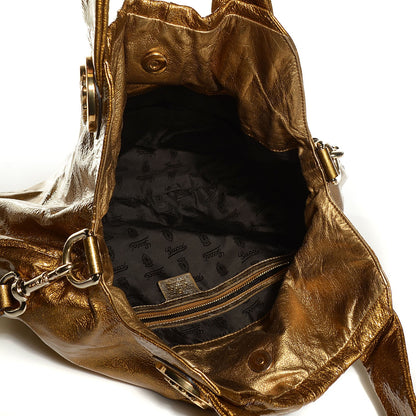 Gucci Patent Calfskin Large Hysteria Top Handle Bag Gold 5 of 9