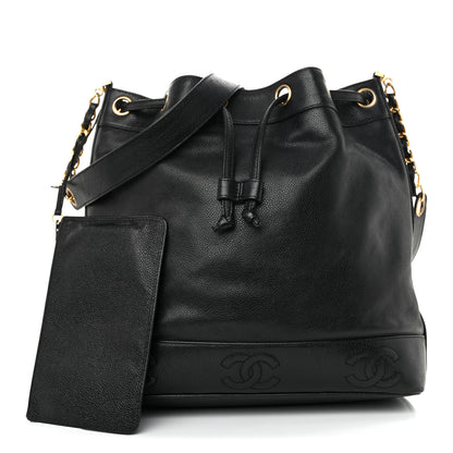 Chanel Caviar CC Drawstring Shoulder Bag Black 3 of 12