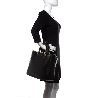Fendi Vitello Glacier Medium FF Tote Black 2 of 10
