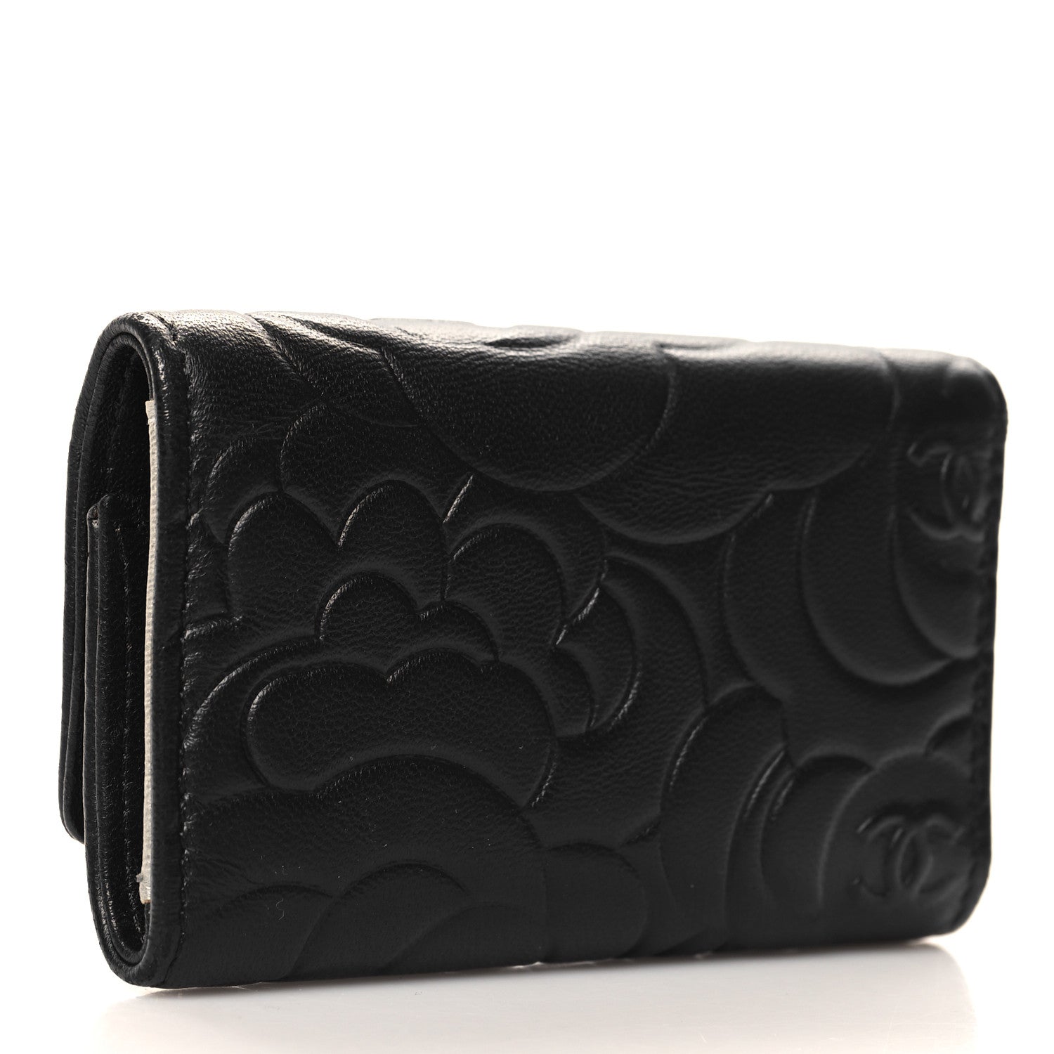 Chanel Lambskin Camellia Embossed 6 Key Holder Black 3 of 9