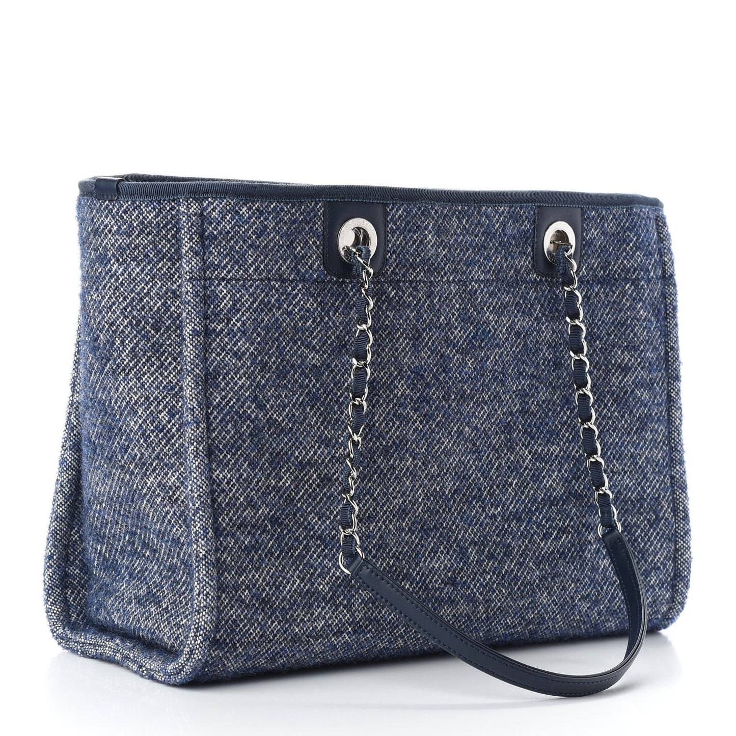Mixed Fibers Calfskin Small Deauville Tote Blue