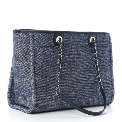Chanel Mixed Fibers Calfskin Small Deauville Tote Blue 3 of 9
