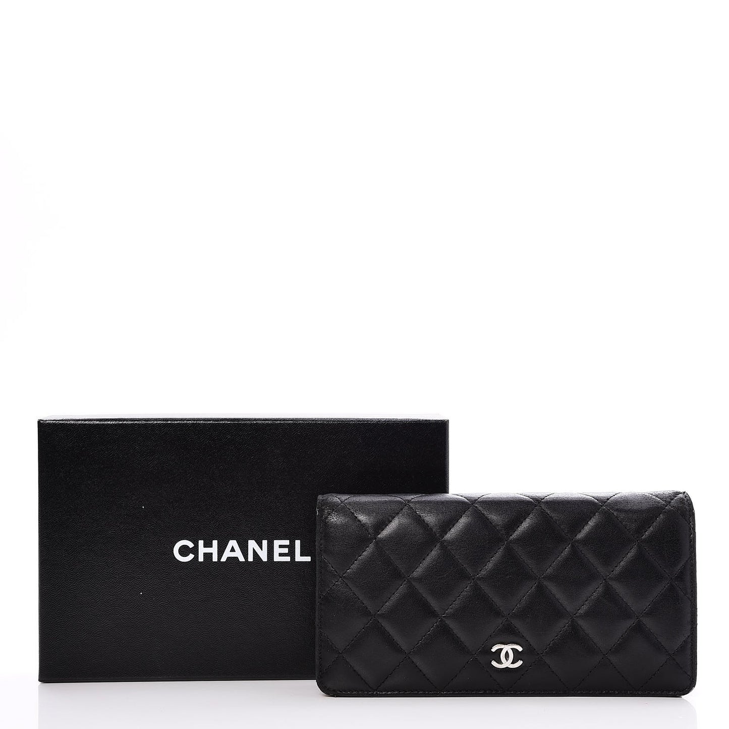 Lambskin Quilted Yen Wallet Black