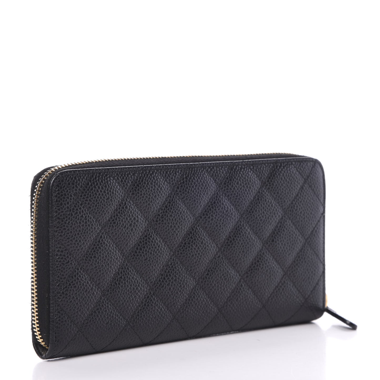 Caviar Quilted Large Gusset Zip Around Wallet Black