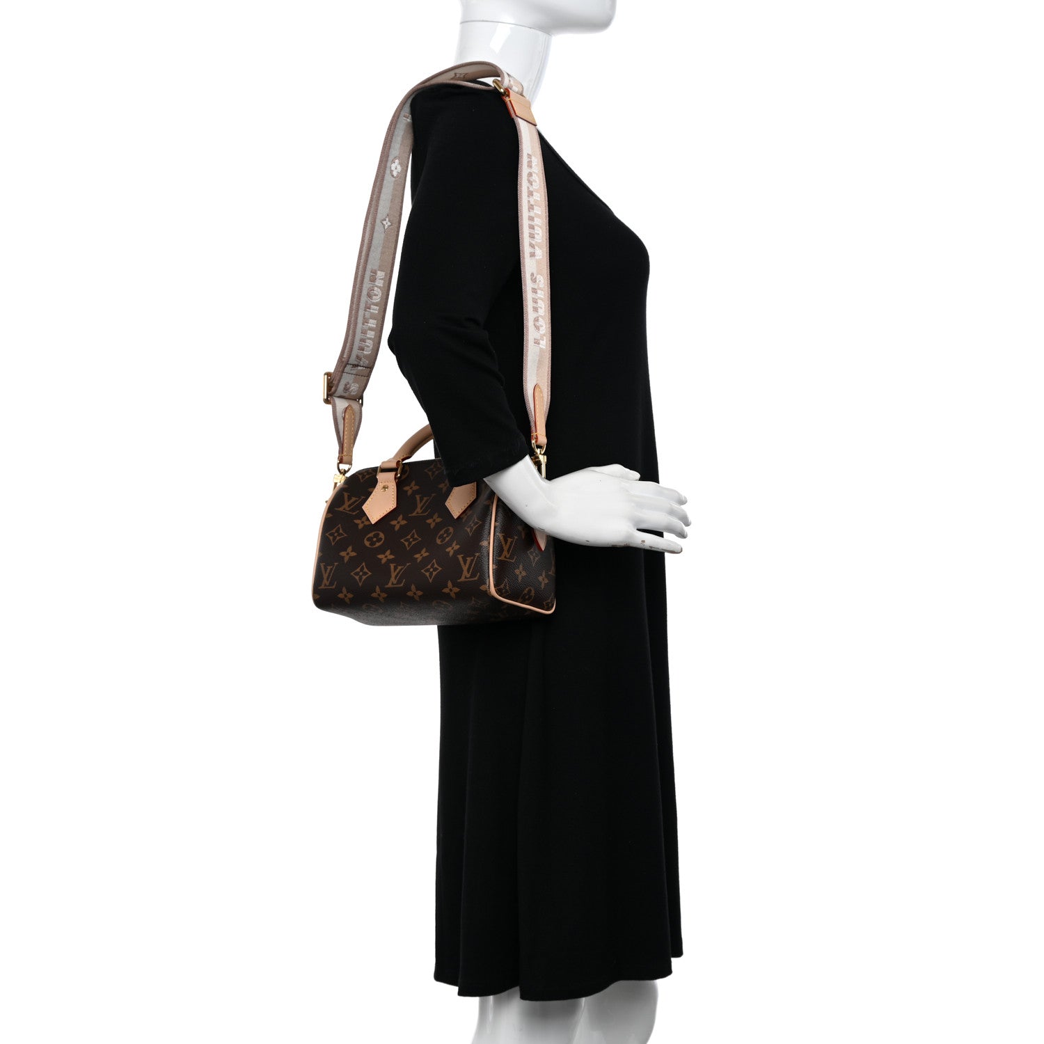 Louis Vuitton Monogram Speedy Bandouliere 20 Beige 2 of 11
