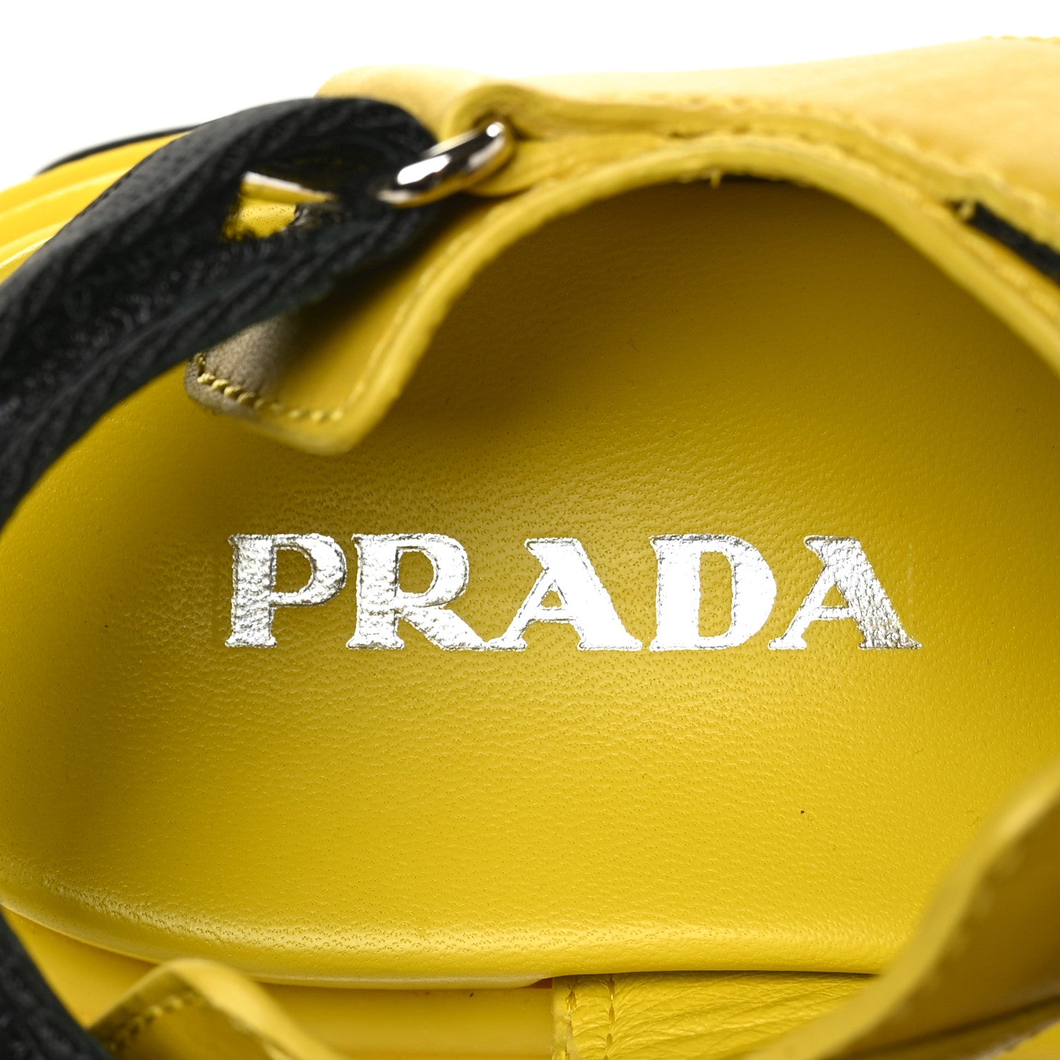 Prada Brushed Calfskin Monolith Pegasus Thunder Sandals 38 Yellow Black 7 of 7