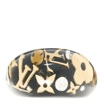 Louis Vuitton Resin Swarovski Crystal Inclusion Ring Size S Black 1 of 4