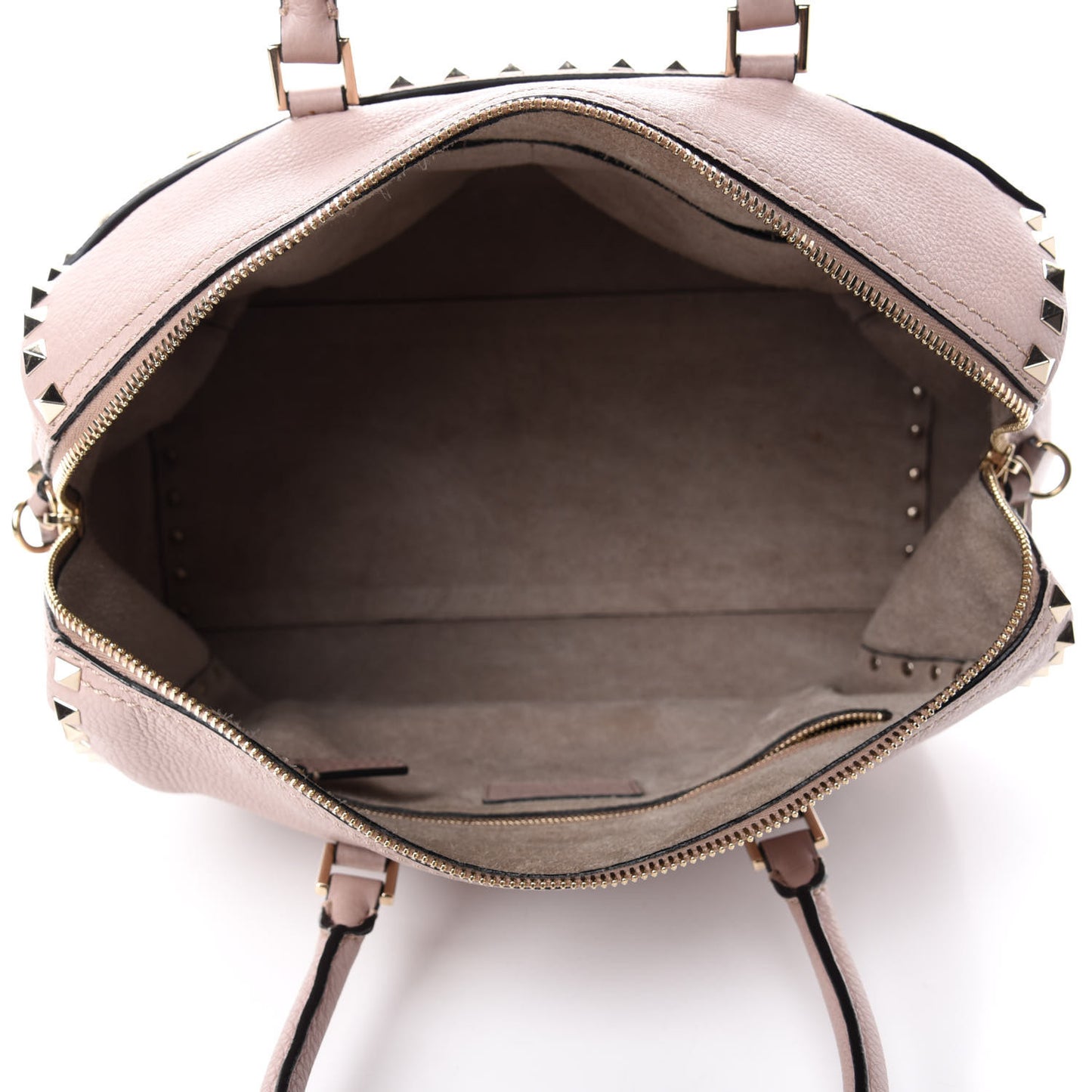 Pebbled Calfskin Rockstud Boston Duffle Bag Poudre