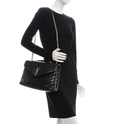 Saint Laurent Calfskin Y Quilted Monogram Medium Loulou Chain Satchel Black 2 of 12