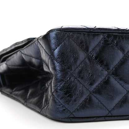 Chanel Metallic Aged Calfskin Quilted 2.55 Reissue 227 Flap Dark Navy Blue 9 of 10