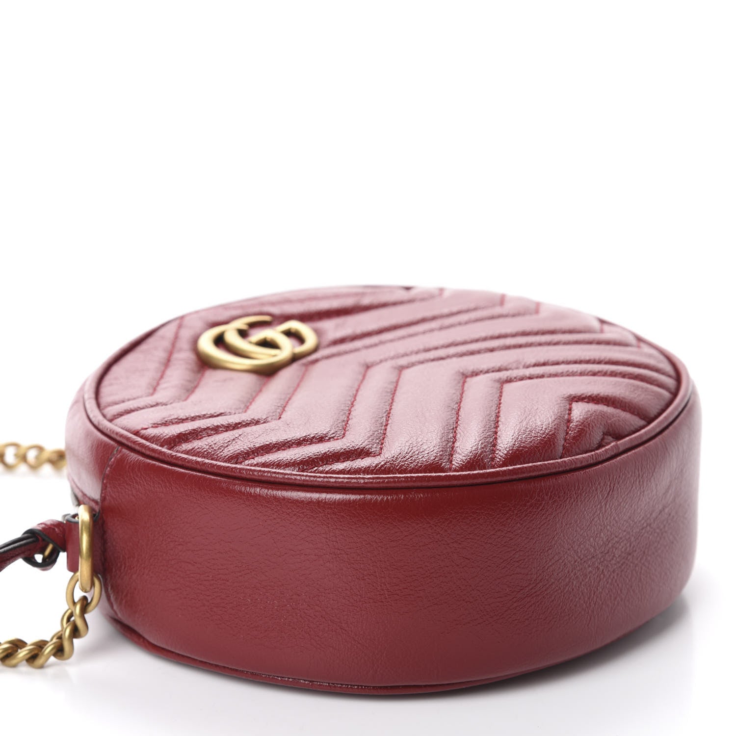 Gucci Glazed Calfskin Matelasse Heart Mini GG Marmont Round Shoulder Bag Romantic Cerise 4 of 10