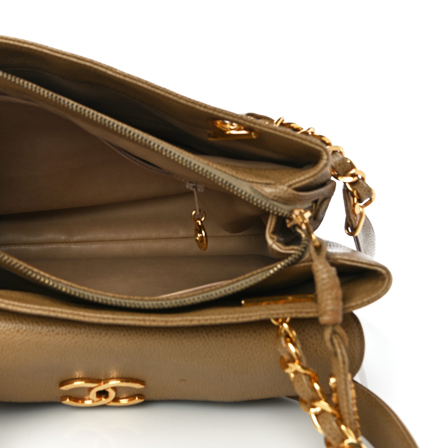 Chanel Caviar Flap Shoulder Bag Beige 7 of 14