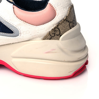 Gucci GG Supreme Monogram Mix Monogram Womens Rhyton Sneakers 36 London Blue Beige Pale Pink 13 of 15