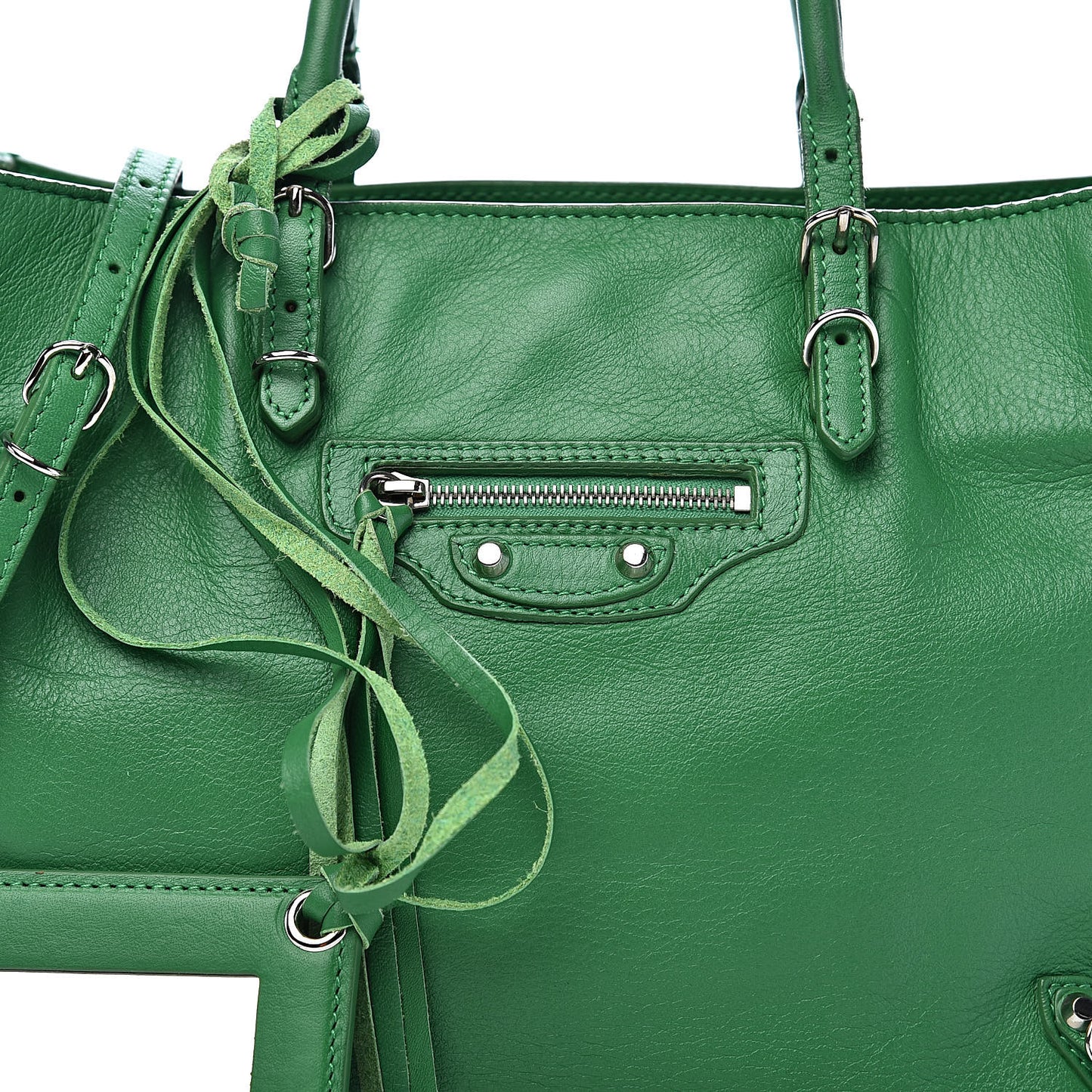 Veau Papier A6 Zip Around Tote Vert Trefle