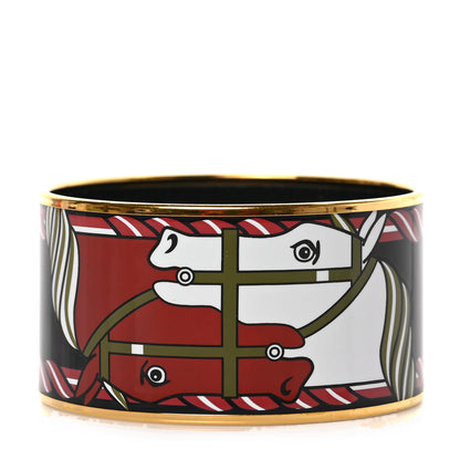 Hermes Enamel Printed Quadrige Extra Wide Bangle 70 1 of 5