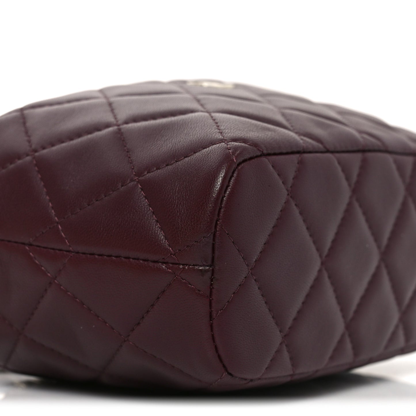 Lambskin Quilted Hobo Clutch With Chain Burgundy