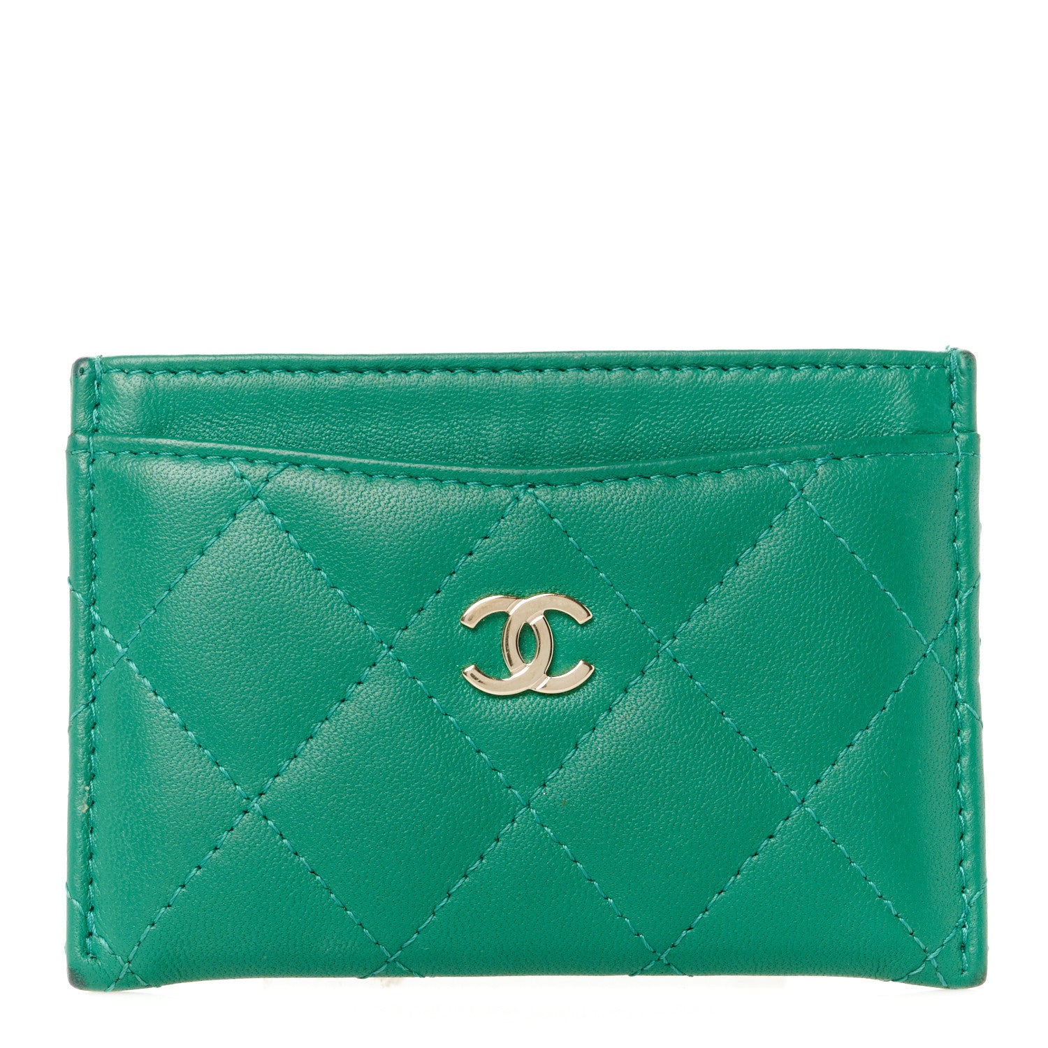 Chanel Lambskin Quilted Card Holder Green 1 of 9