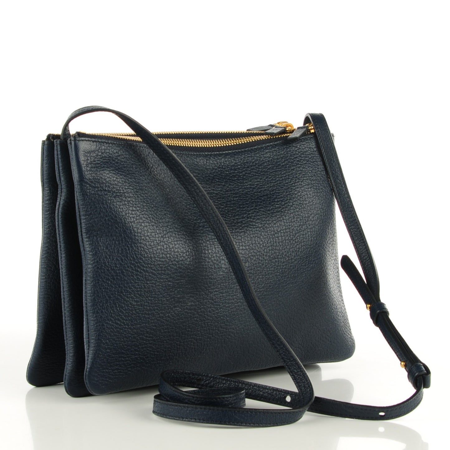 Goatskin Large Trio Crossbody Dark Blue