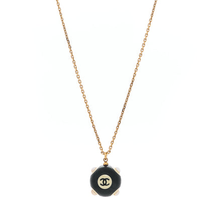 Chanel Pearl CC Ball Pendant Necklace Gold Black White 1 of 3