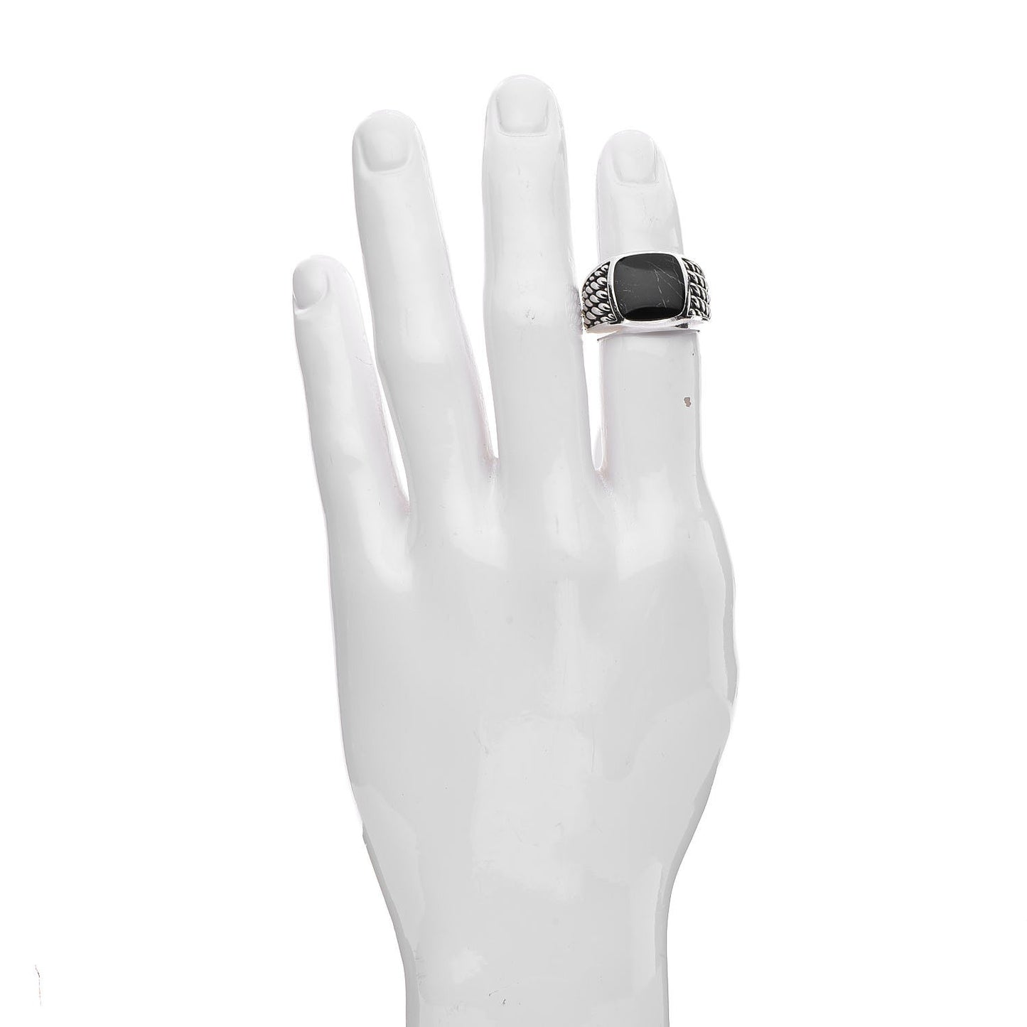Sterling Silver Black Onyx Maritime Rope Signet Ring 65 11