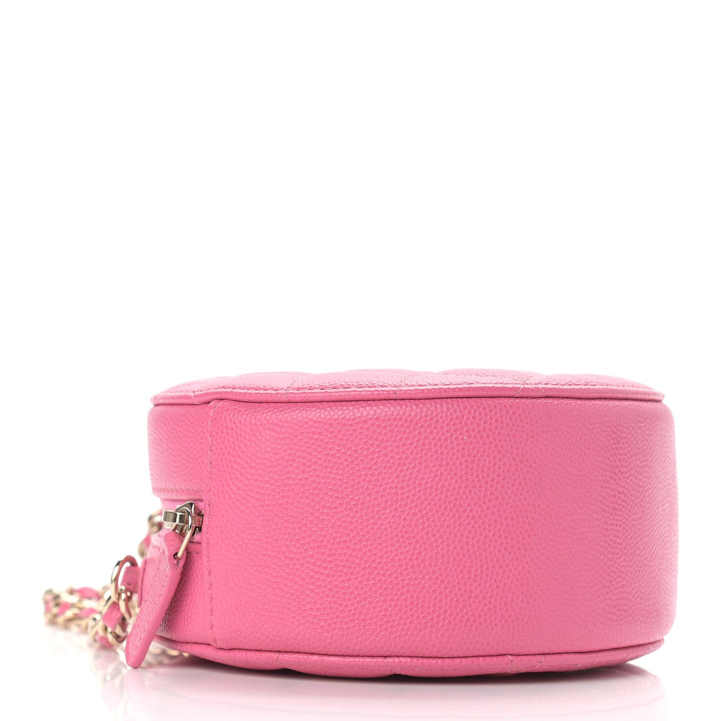Caviar Quilted Round Clutch With Chain Pink
