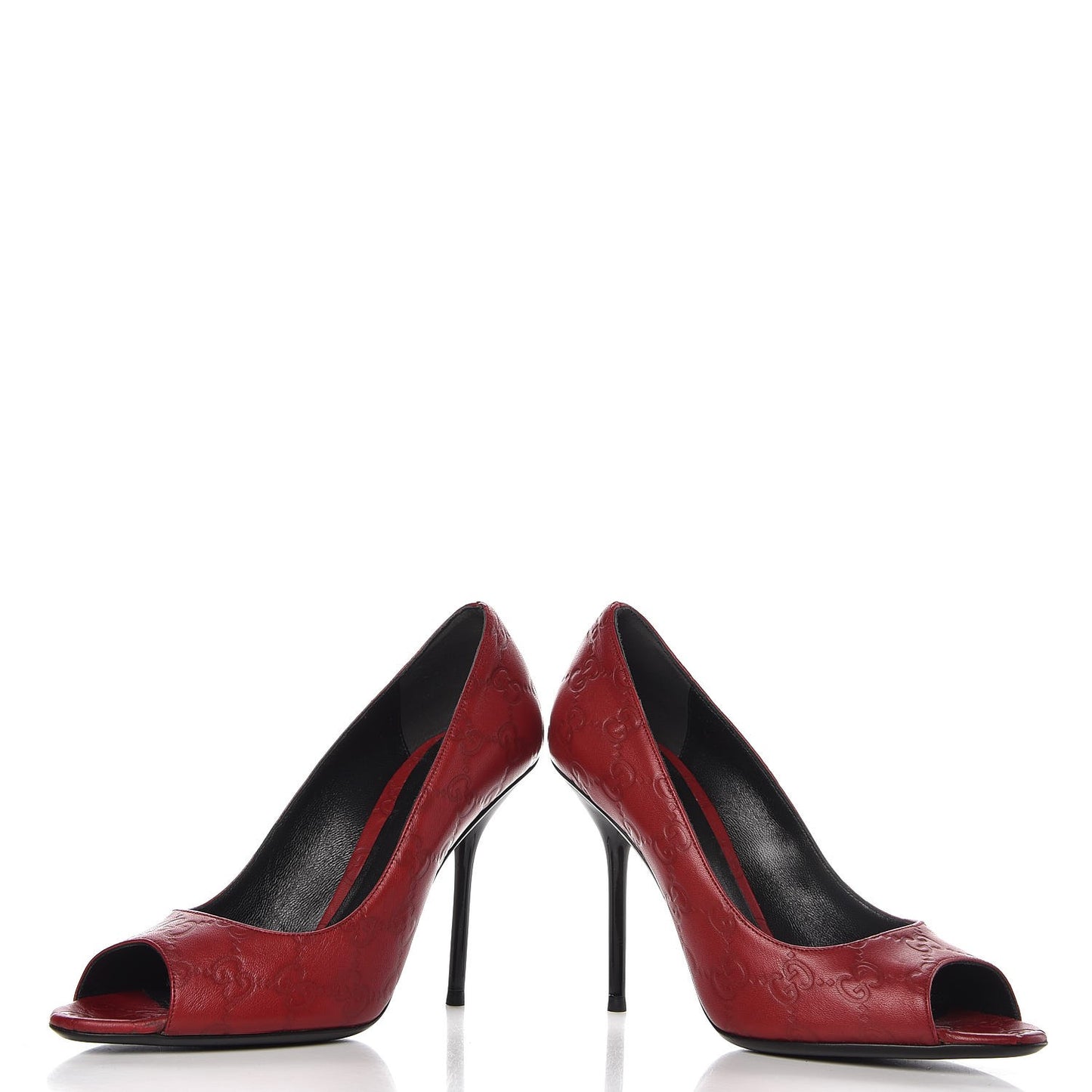 Guccissima Peep Toe Pumps 38.5 Shetland Red