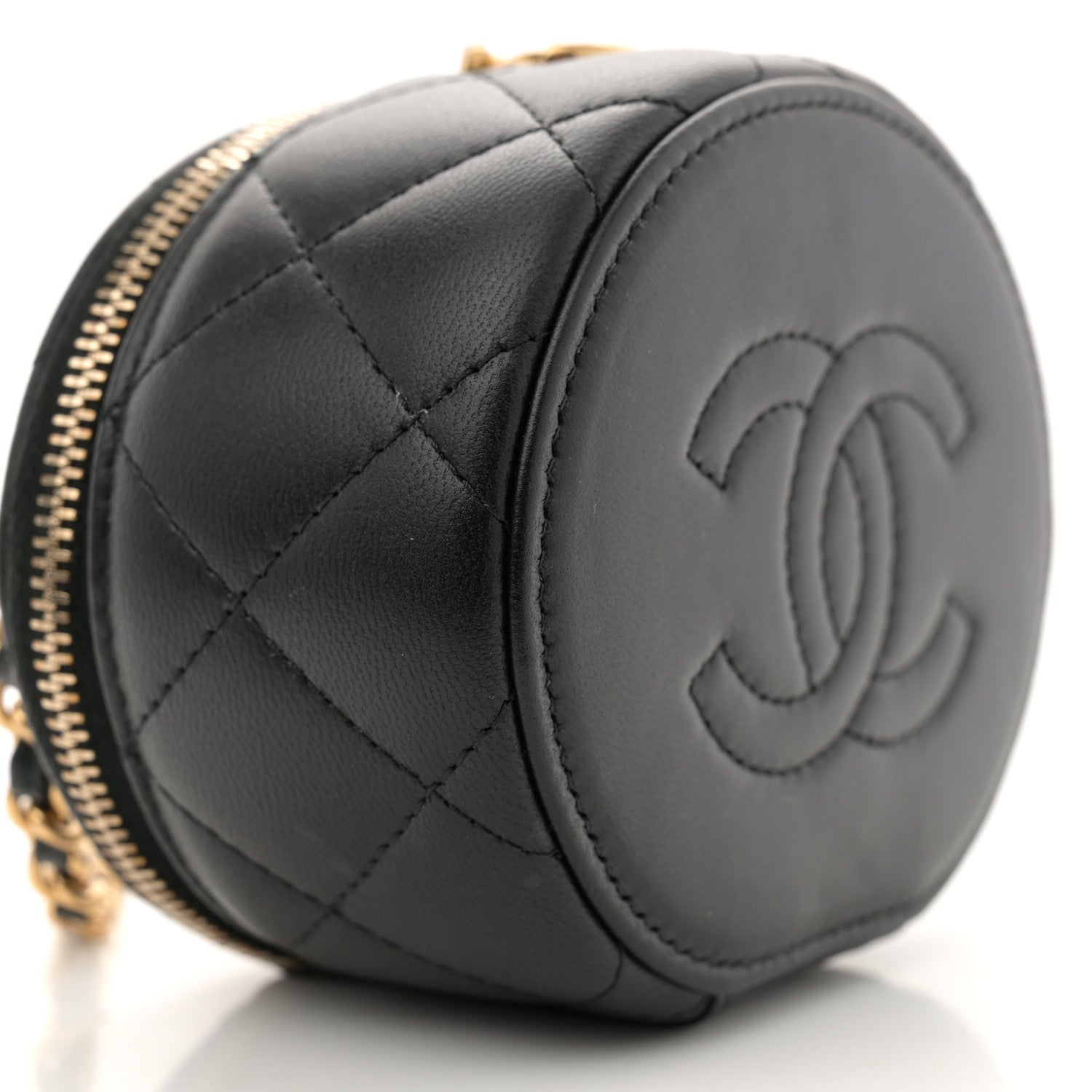 Chanel Lambskin Pearl Crystal Quilted Pearly Girl Top Handle Round