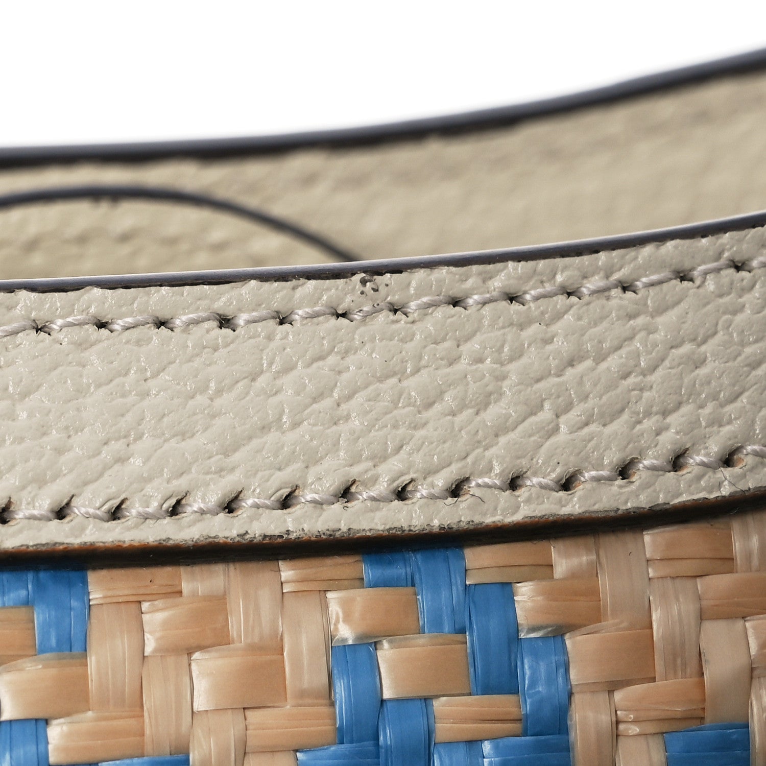Gucci Raffia Textured Dollar Calfskin Web Houndstooth Mini Diana Tote Bag Light Blue Natural Deep Orange 15 of 15