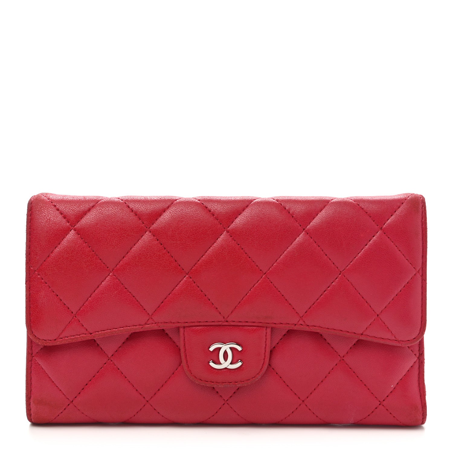 Chanel Lambskin Quilted Large Gusset Flap Wallet Fuchsia 1 of 13