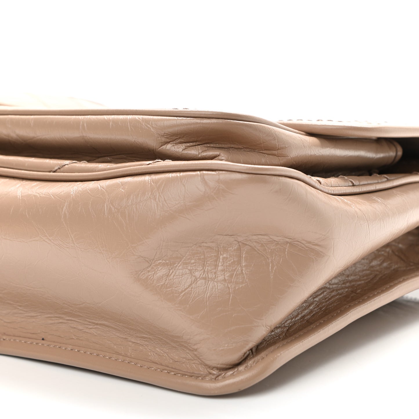 Crinkled Calfskin Matelasse Monogram Medium Niki Chain Satchel Gold Sand