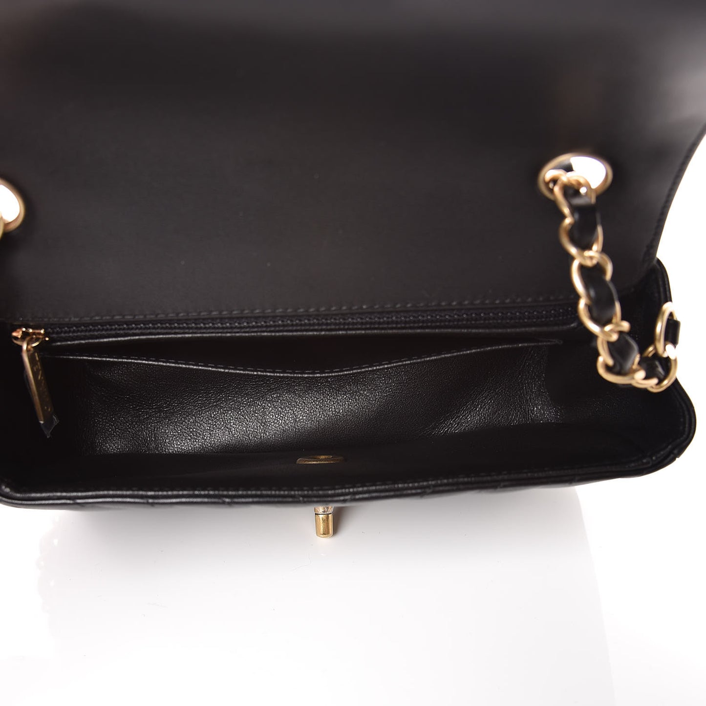 Lambskin Chevron Quilted Mini Rectangular Flap Black