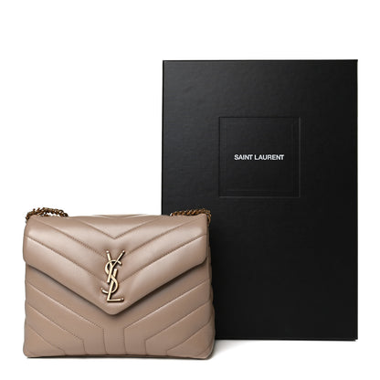 Saint Laurent Calfskin Y Quilted Monogram Small Loulou Chain Satchel Dark Beige 16 of 16