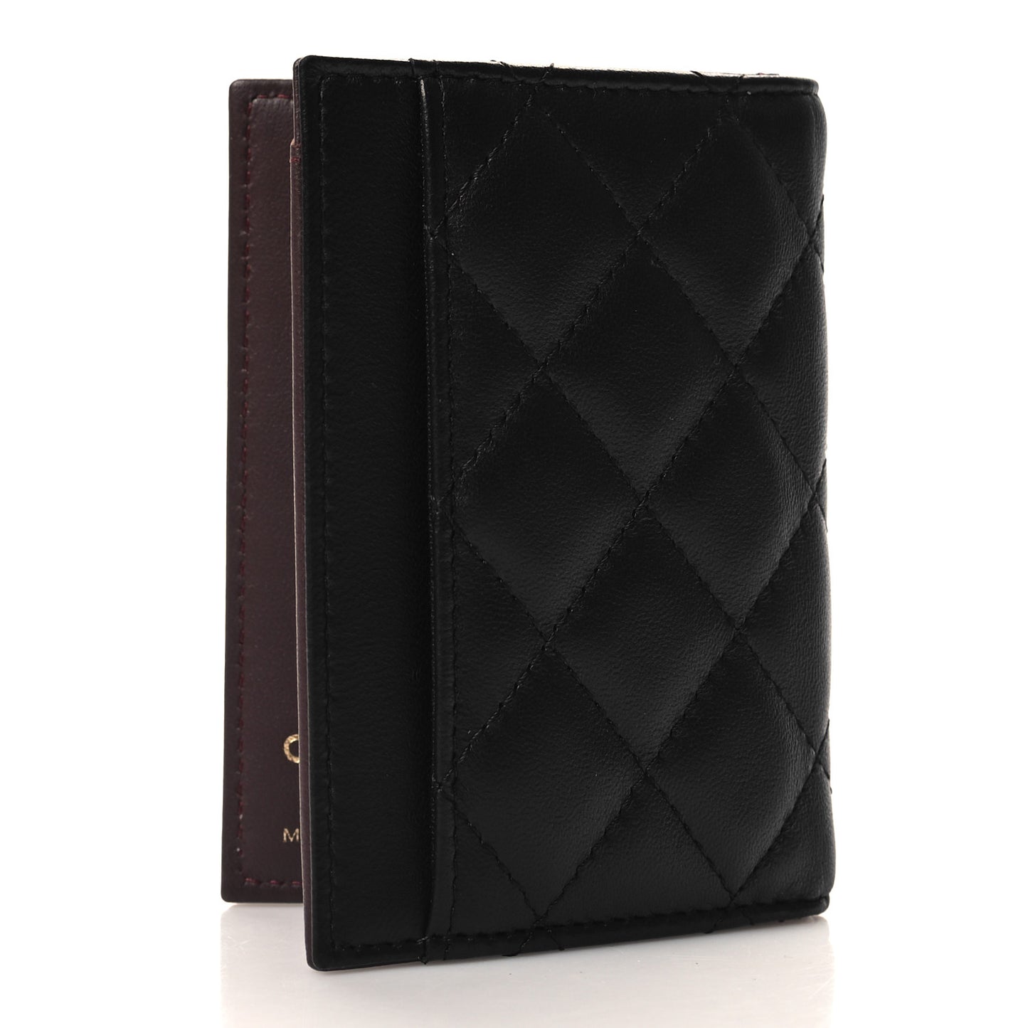 Lambskin Quilted Card Holder Wallet Black